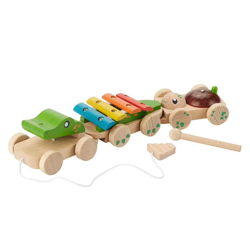 EverEarth Wooden Pull Along Musical Crocodile