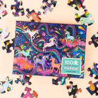 Load image into Gallery viewer, Crocodile Creek Holographic Puzzle 100 Piece - Unicorn Galaxy
