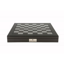 Load image into Gallery viewer, Dal Rossi Italy Carbon Fibre Shiny Finish Chess Box 20” with Black and White Chess Pieces
